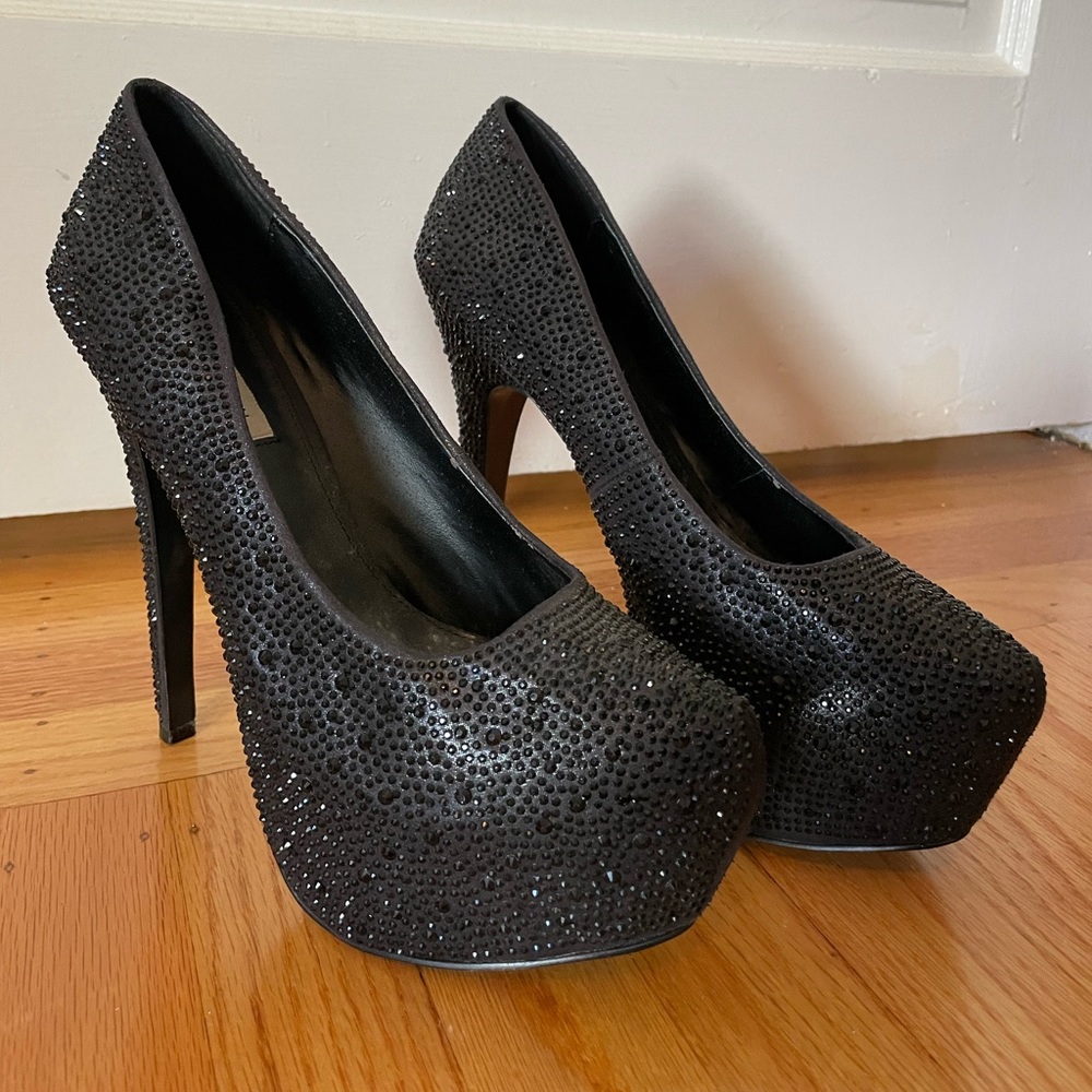 Steve Madden Black Rhinestone Heels